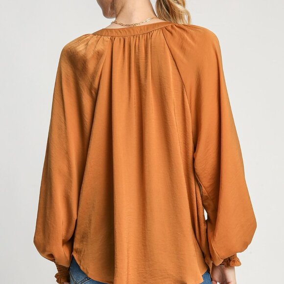 UMGEE Satin Round Neck Top - Picture 4 of 4